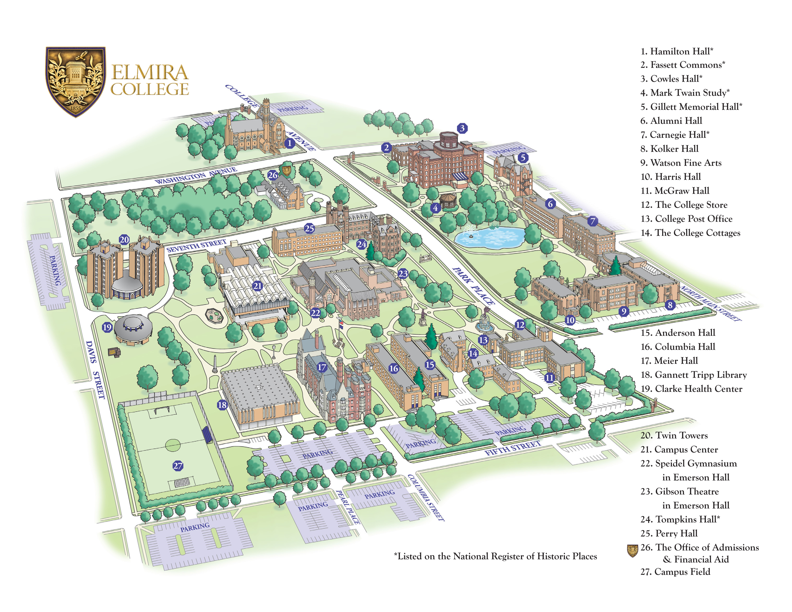 Elmira College Campus Map